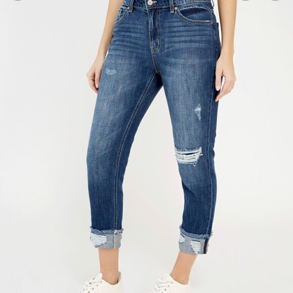 Kancan boyfriend jeans distressed frayed hems size 1/24 - Picture 1 of 8